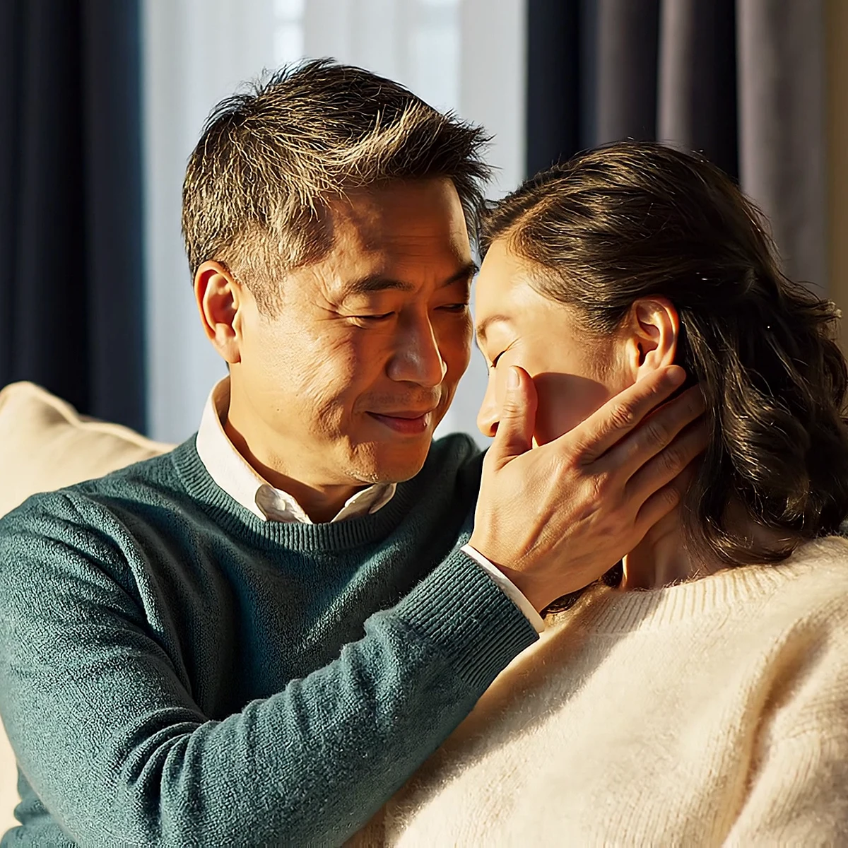 Couple relaxing together at home